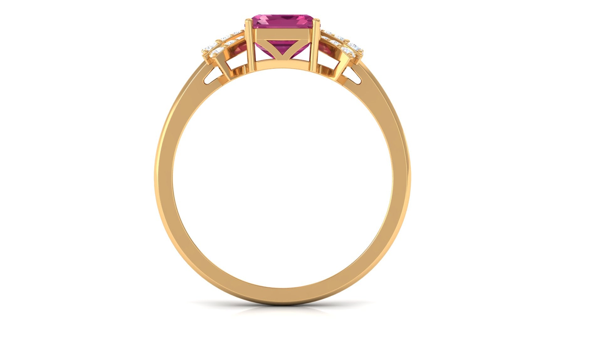 Rosec Jewels-Octagon Cut Pink Tourmaline and Diamond Designer Solitaire Ring