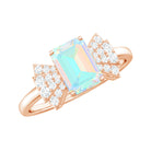 Rosec Jewels-Octagon Cut Ethiopian Opal and Diamond Designer Solitaire Ring