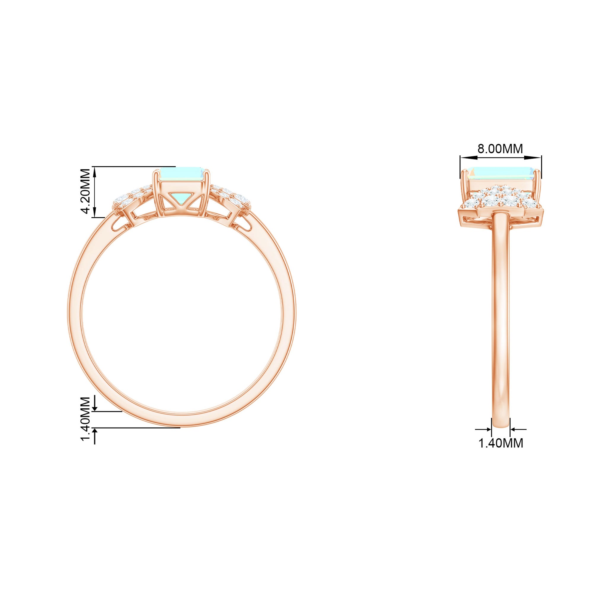 Rosec Jewels-Octagon Cut Ethiopian Opal and Diamond Designer Solitaire Ring