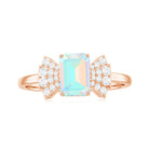 Rosec Jewels-Octagon Cut Ethiopian Opal and Diamond Designer Solitaire Ring