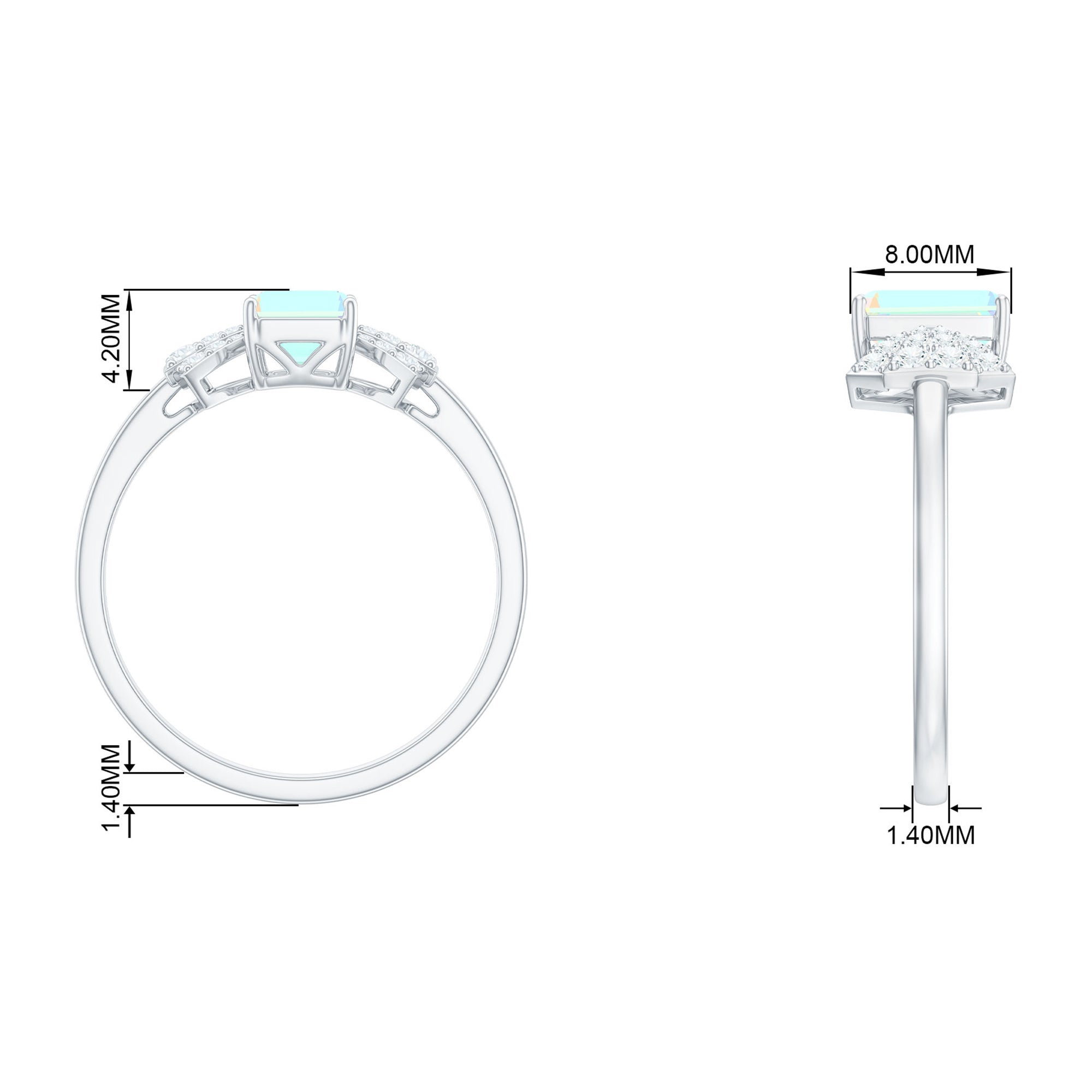 Rosec Jewels-Octagon Cut Ethiopian Opal and Diamond Designer Solitaire Ring