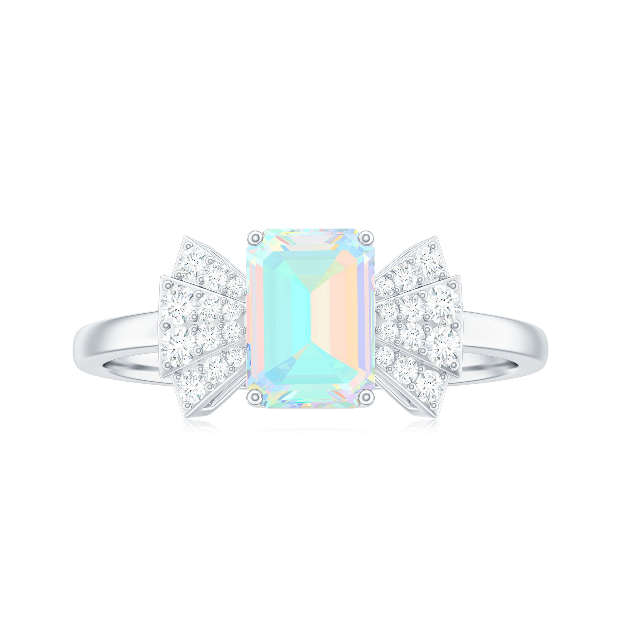 Rosec Jewels-Octagon Cut Ethiopian Opal and Diamond Designer Solitaire Ring