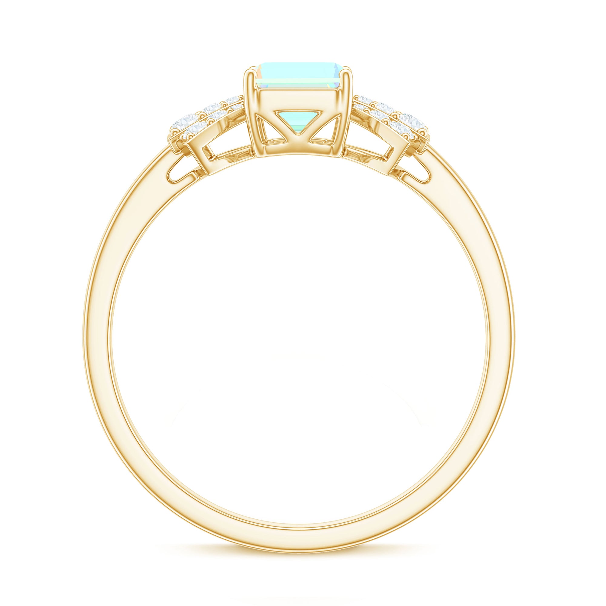 Rosec Jewels-Octagon Cut Ethiopian Opal and Diamond Designer Solitaire Ring