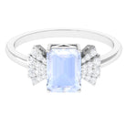 Rosec Jewels-Emerald Cut Moonstone Designer Solitaire Ring with Diamond