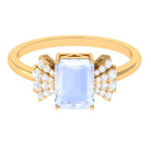 Rosec Jewels-Emerald Cut Moonstone Designer Solitaire Ring with Diamond