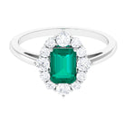 Rosec Jewels-2 CT Classic Emerald Engagement Ring with Diamond Halo