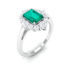 Rosec Jewels-2 CT Classic Emerald Engagement Ring with Diamond Halo