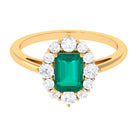 Rosec Jewels-2 CT Classic Emerald Engagement Ring with Diamond Halo