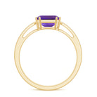 Rosec Jewels-Asscher Cut Amethyst Solitaire Ring with Diamond Side Stones