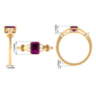 Rosec Jewels-Emerald Cut Solitaire Rhodolite Ring with Diamond