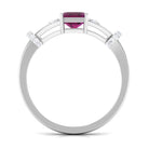 Rosec Jewels-Emerald Cut Solitaire Rhodolite Ring with Diamond