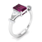 Rosec Jewels-Emerald Cut Solitaire Rhodolite Ring with Diamond