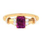 Rosec Jewels-Emerald Cut Solitaire Rhodolite Ring with Diamond