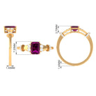 Rosec Jewels-Emerald Cut Solitaire Rhodolite Ring with Diamond