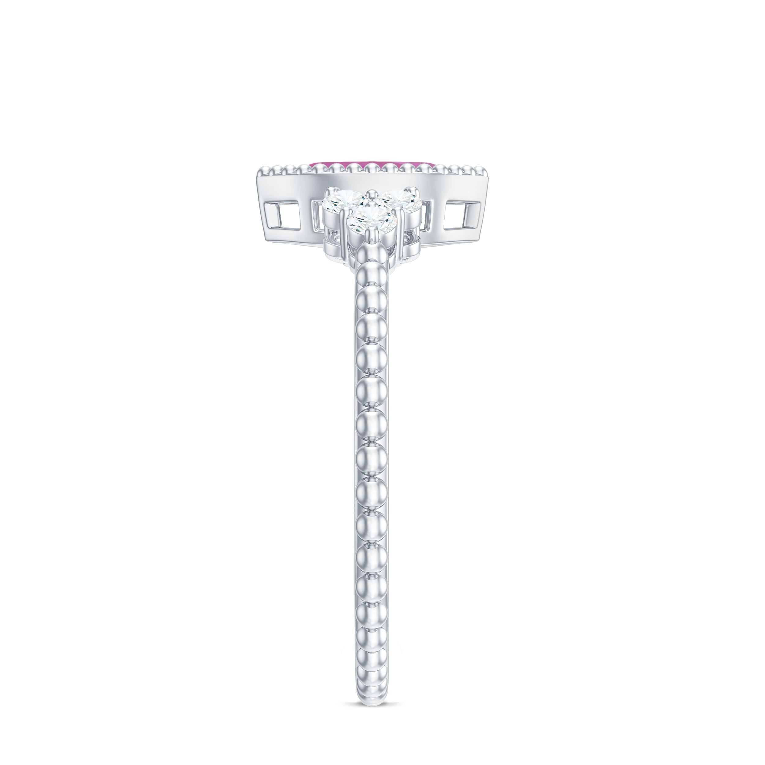 Rosec Jewels-Marquise Shape Pink Tourmaline Solitaire Promise Ring with Diamond