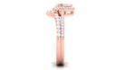 Rosec Jewels-Morganite Designer Teardrop Ring Set with Diamond Halo