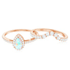 Rosec Jewels-Ethiopian Opal Designer Teardrop Ring Set with Moissanite Halo