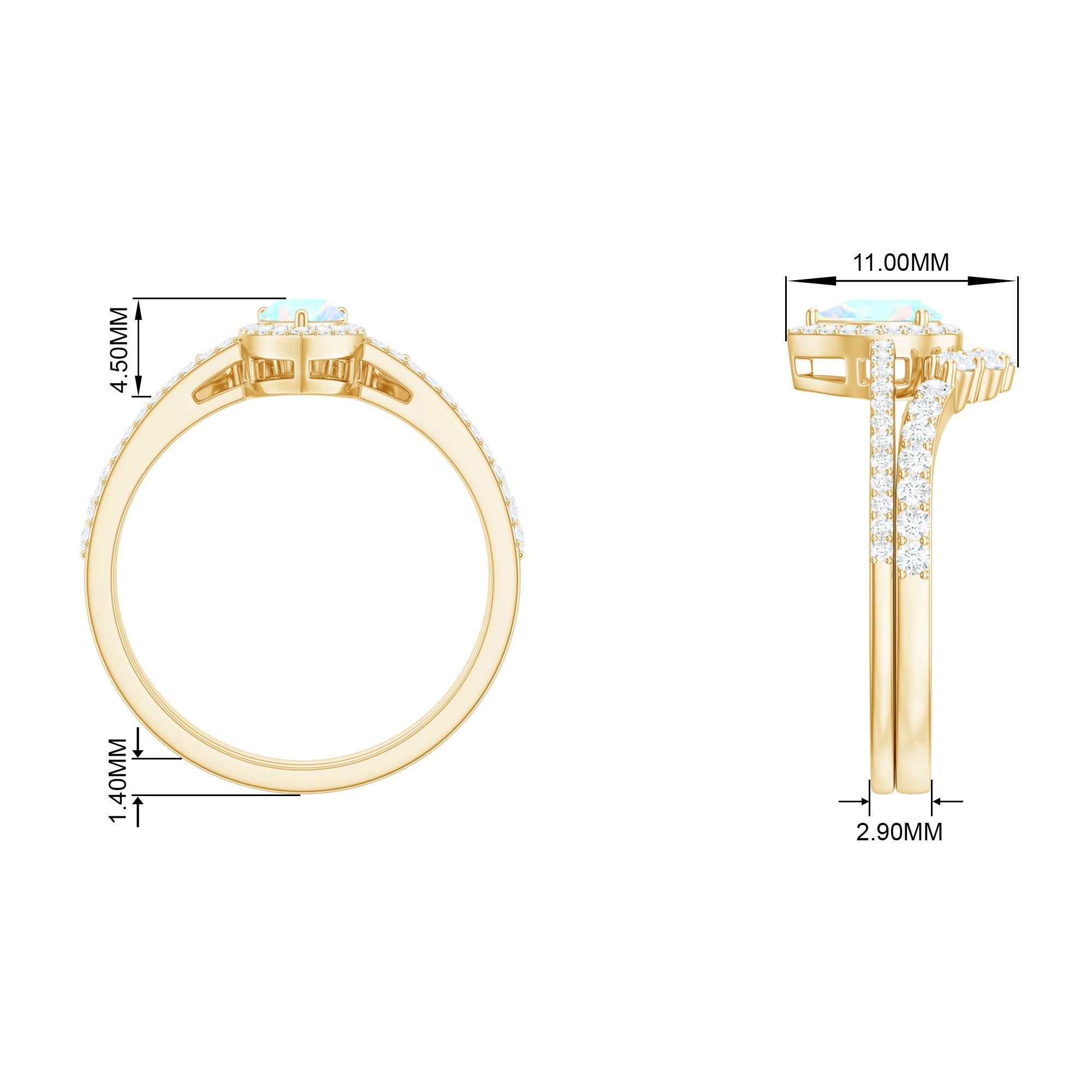 Rosec Jewels-Ethiopian Opal Designer Teardrop Ring Set with Moissanite Halo