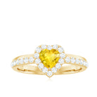 Rosec Jewels-Yellow Sapphire Heart Engagement Ring with Diamond Halo