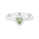 Rosec Jewels-Green Sapphire Heart Engagement Ring with Diamond Halo