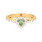 Rosec Jewels-Green Sapphire Heart Engagement Ring with Diamond Halo