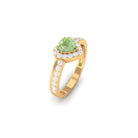 Rosec Jewels-Green Sapphire Heart Engagement Ring with Diamond Halo