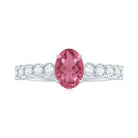 Rosec Jewels-1.5 CT Oval Pink Tourmaline Solitaire Engagement Ring with Diamond