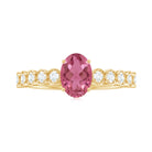 Rosec Jewels-1.5 CT Oval Pink Tourmaline Solitaire Engagement Ring with Diamond