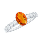 Rosec Jewels-1 CT Oval Fire Opal Solitaire Engagement Ring with Diamond