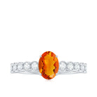 Rosec Jewels-1 CT Oval Fire Opal Solitaire Engagement Ring with Diamond