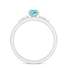 Rosec Jewels-1 CT Oval Sky Blue Topaz Solitaire Ring Set with Diamond