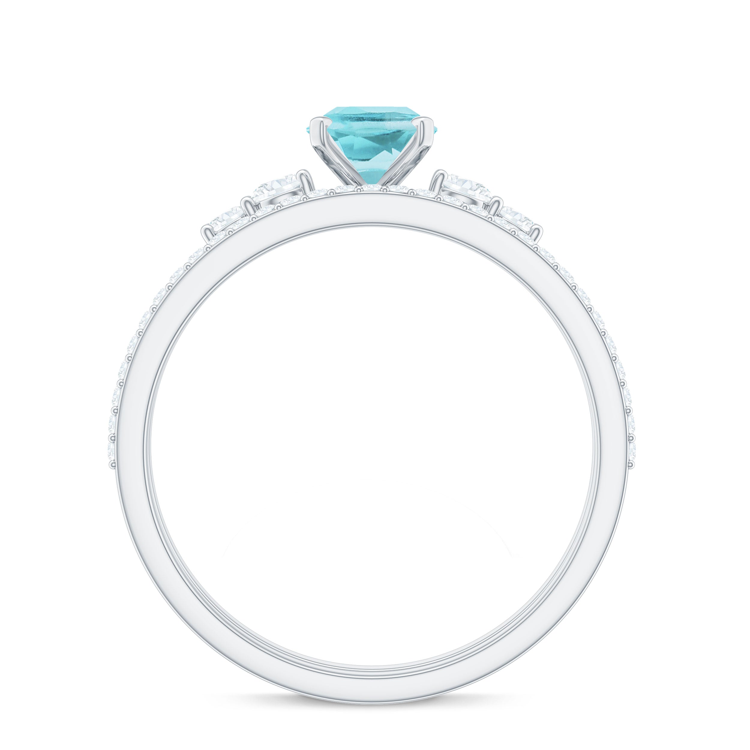 Rosec Jewels-1 CT Oval Sky Blue Topaz Solitaire Ring Set with Diamond