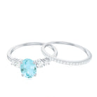 Rosec Jewels-1 CT Oval Sky Blue Topaz Solitaire Ring Set with Diamond