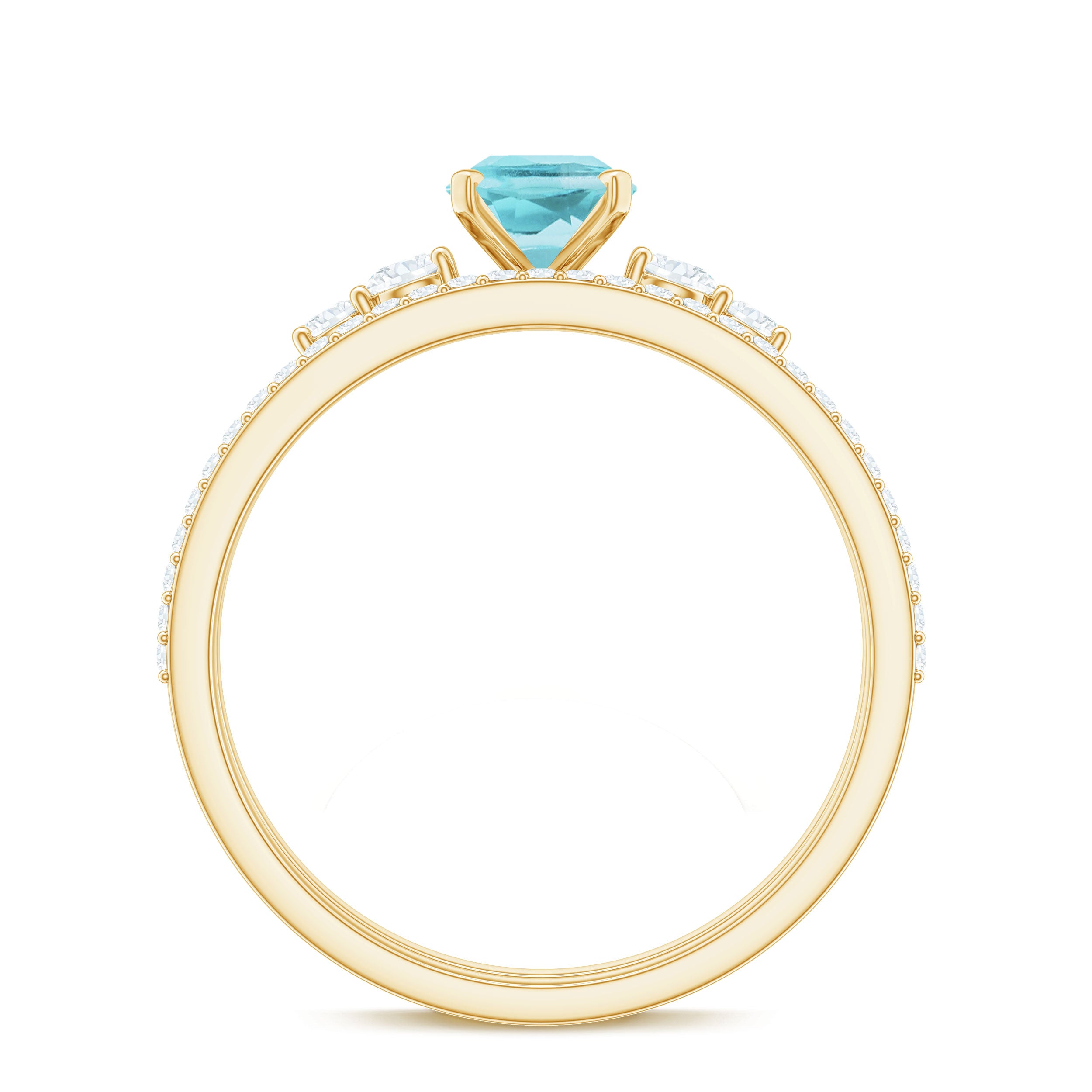 Rosec Jewels-1 CT Oval Sky Blue Topaz Solitaire Ring Set with Diamond