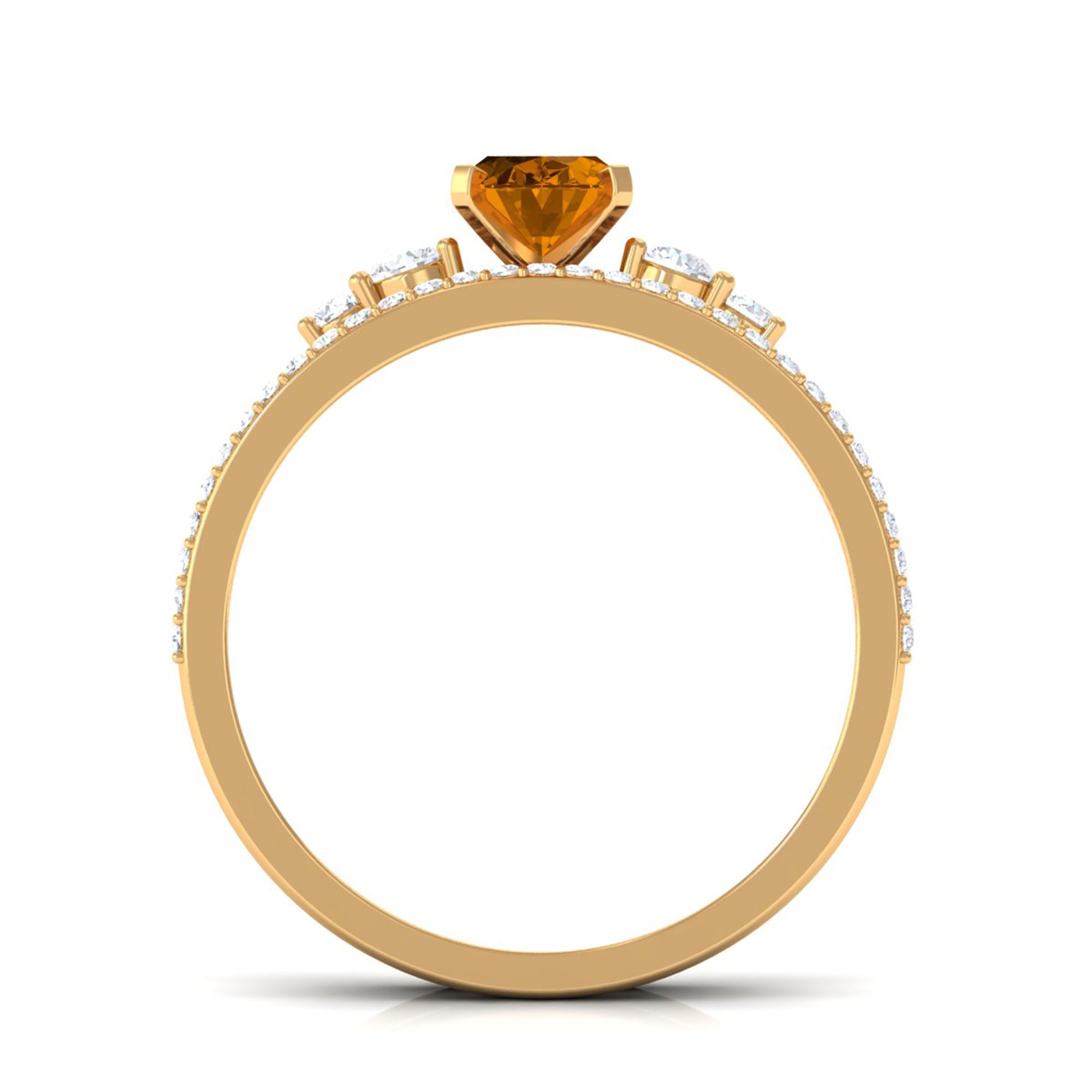 Rosec Jewels-Oval Citrine Solitaire Ring Set with Diamond