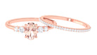 Rosec Jewels-Oval Morganite Solitaire Ring Set with Diamond