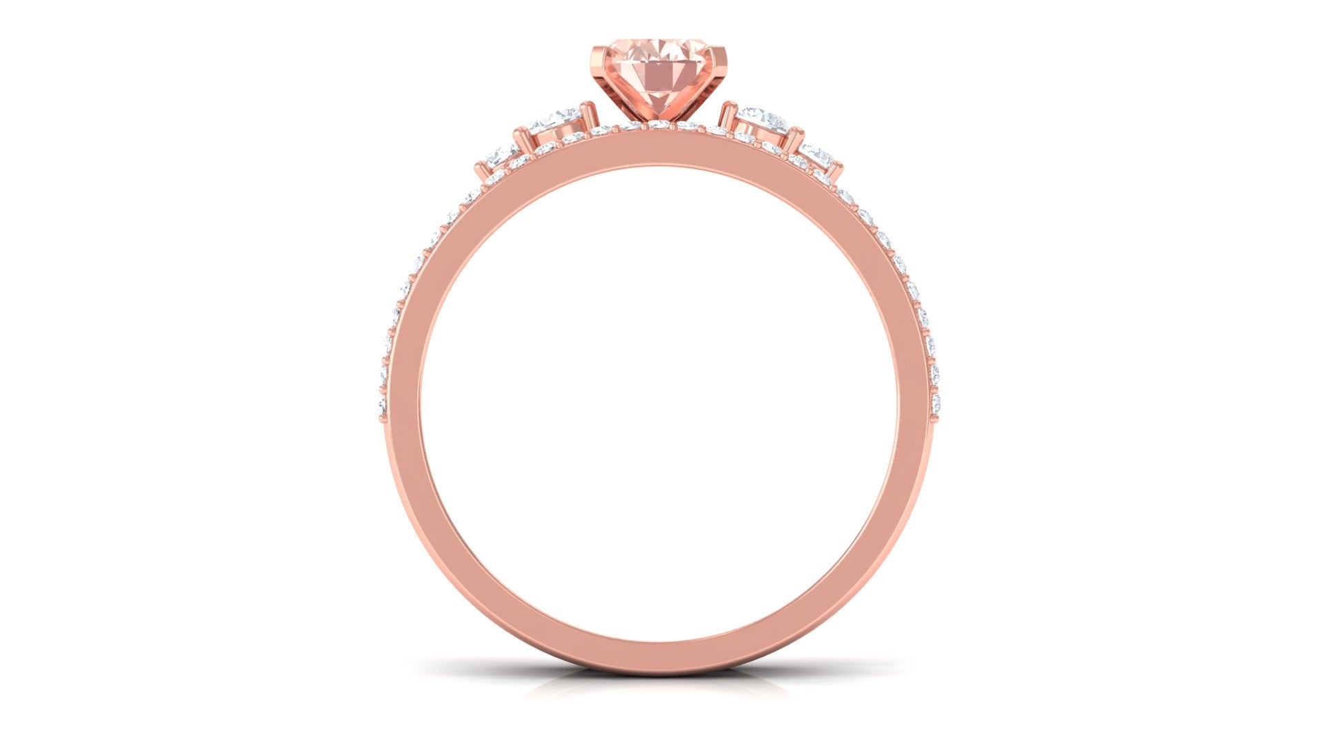 Rosec Jewels-Oval Morganite Solitaire Ring Set with Diamond