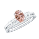 Rosec Jewels-Oval Morganite Solitaire Ring Set with Diamond