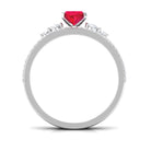 Rosec Jewels-2 CT Oval Created Ruby Solitaire Ring Set with Diamond