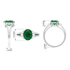 Created Emerald Split Shank Engagement Ring With Moissanite Lab Created Emerald - ( AAAA ) - Quality - Rosec Jewels