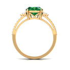 Created Emerald Split Shank Engagement Ring With Moissanite Lab Created Emerald - ( AAAA ) - Quality - Rosec Jewels