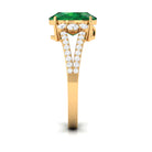 Created Emerald Split Shank Engagement Ring With Moissanite Lab Created Emerald - ( AAAA ) - Quality - Rosec Jewels