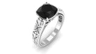 Rosec Jewels-2 CT Cushion Cut Black Spinel Solitaire Engagement Ring