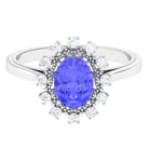 Rosec Jewels-Vintage Inspired Oval Tanzanite and Diamond Halo Ring