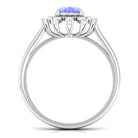 Rosec Jewels-Vintage Inspired Oval Tanzanite and Diamond Halo Ring