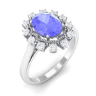 Rosec Jewels-Vintage Inspired Oval Tanzanite and Diamond Halo Ring