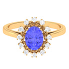 Rosec Jewels-Vintage Inspired Oval Tanzanite and Diamond Halo Ring