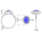 Rosec Jewels-Vintage Inspired Oval Tanzanite and Diamond Halo Ring