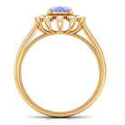 Rosec Jewels-Vintage Inspired Oval Tanzanite and Diamond Halo Ring