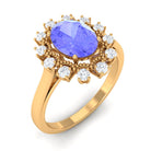 Rosec Jewels-Vintage Inspired Oval Tanzanite and Diamond Halo Ring